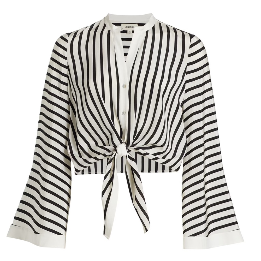 L'AGENCE Striped Blouse Bell Sleeve size L